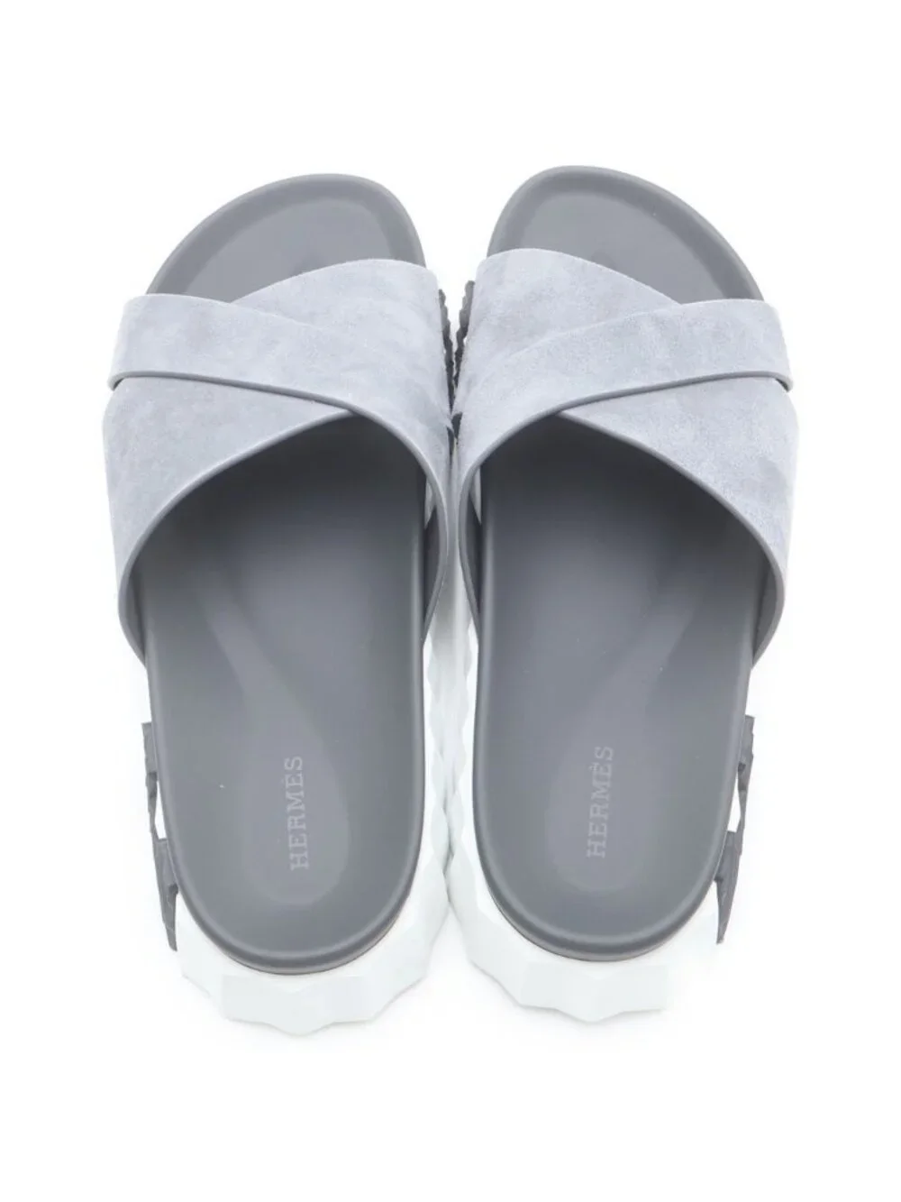 Hermes Infrastructure Suede Sandals Gray